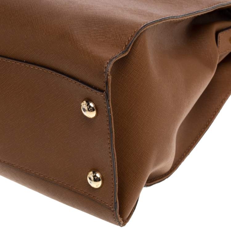 Pre Owned MICHAEL Michael Kors Brown Leather Large Hamilton North South Tote
