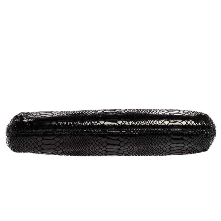 Pre Owned MICHAEL Michael Kors Black Python Embossed Leather Berkley Clutch