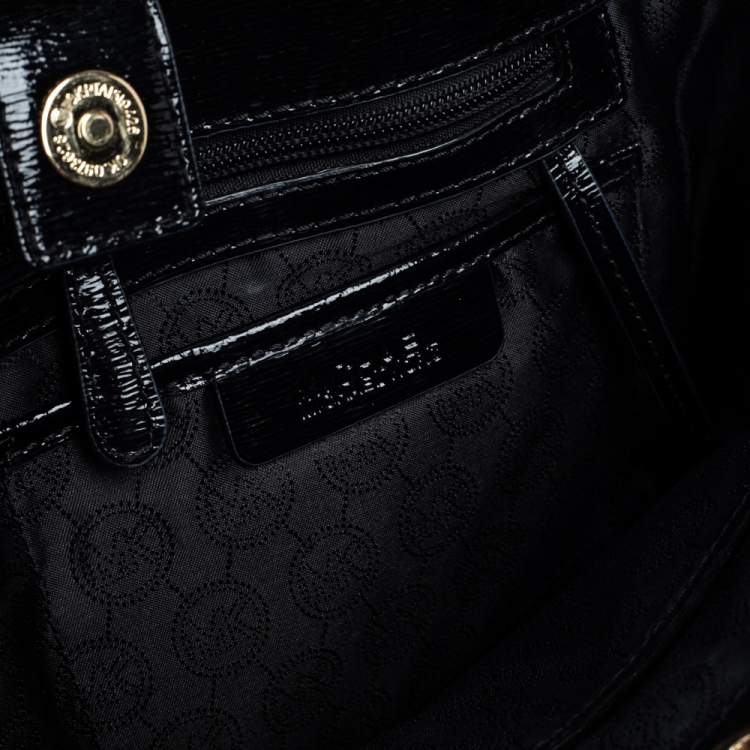 Pre Owned Michael Michael Kors Black Patent Leather Double Zip Tote