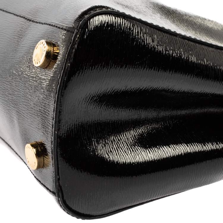 Pre Owned Michael Michael Kors Black Patent Leather Double Zip Tote