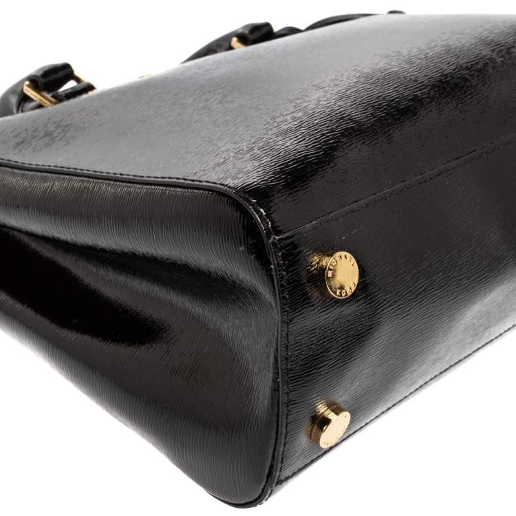 Pre Owned Michael Michael Kors Black Patent Leather Double Zip Tote
