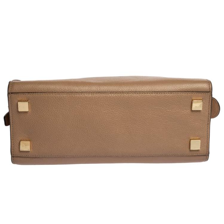 Pre Owned Michael Michael Kors Khaki Leather Medium Harper Satchel 