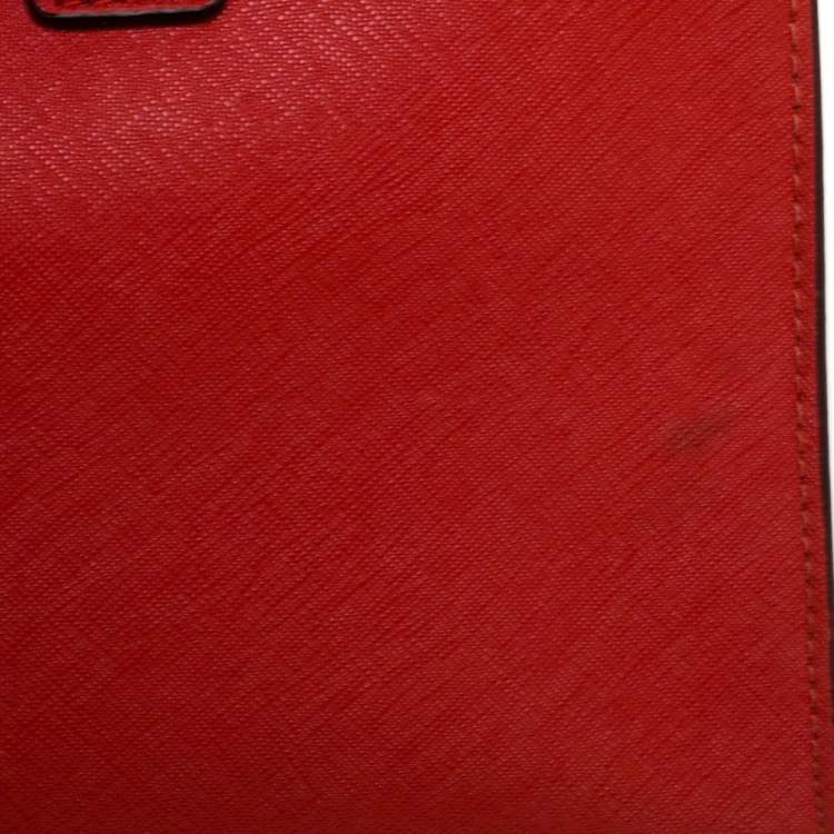Pre Owned Michael Michael Kors Red Leather Medium Hamilton Tote