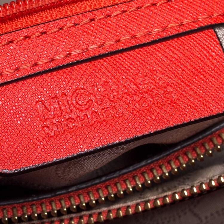 Pre Owned Michael Michael Kors Red Leather Medium Hamilton Tote