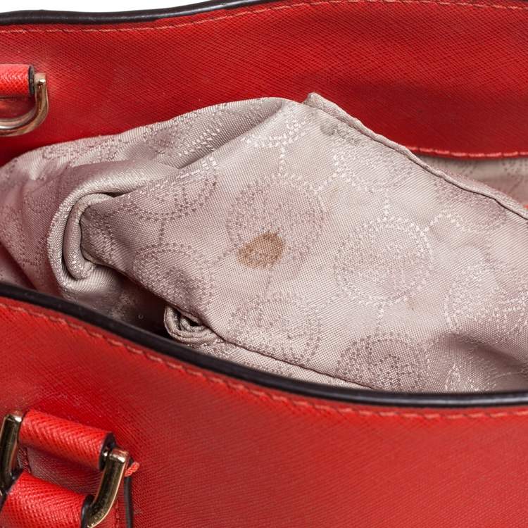 Pre Owned Michael Michael Kors Red Leather Medium Hamilton Tote