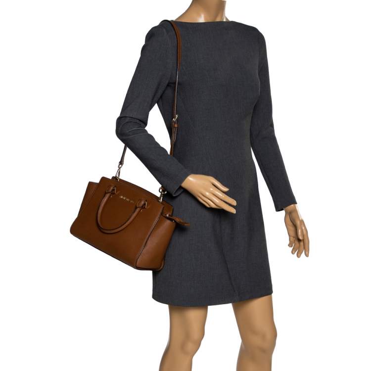 Pre Owned MICHAEL Michael Kors Brown Leather Medium Selma Satchel