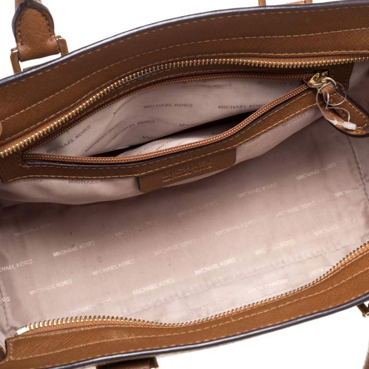 Pre Owned MICHAEL Michael Kors Brown Leather Medium Selma Satchel