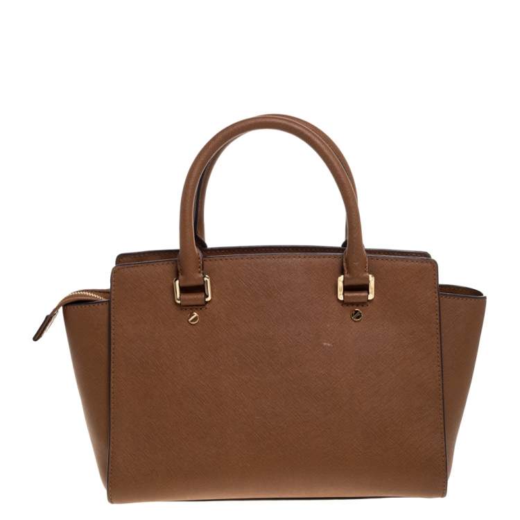 Pre Owned MICHAEL Michael Kors Brown Leather Medium Selma Satchel