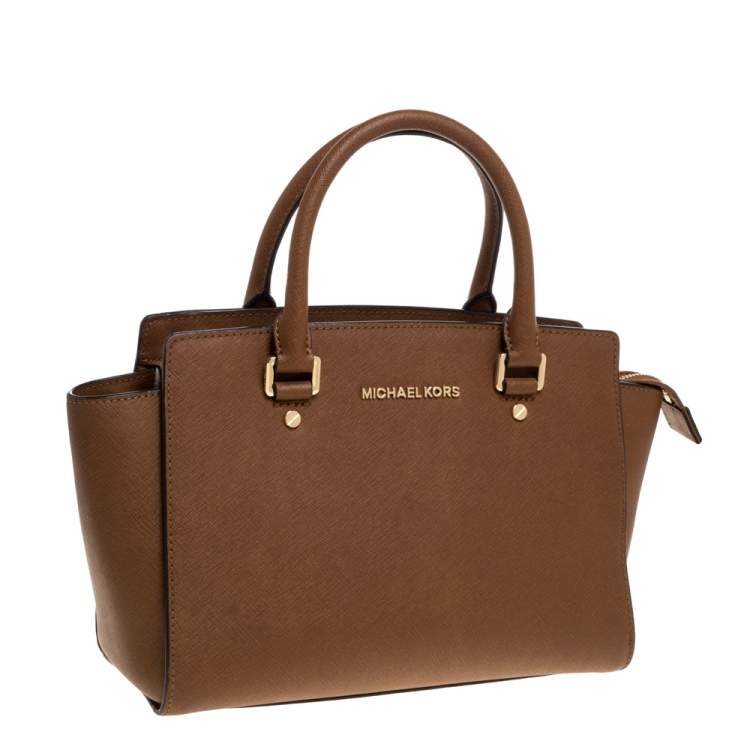 Pre Owned MICHAEL Michael Kors Brown Leather Medium Selma Satchel