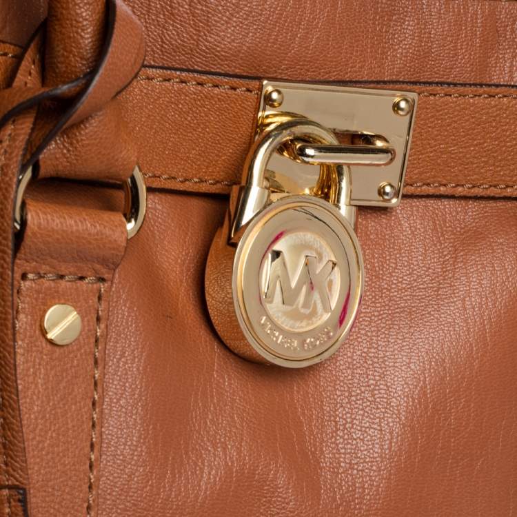 Pre Owned MICHAEL Michael Kors Brown Leather Large Hamilton North South Tote