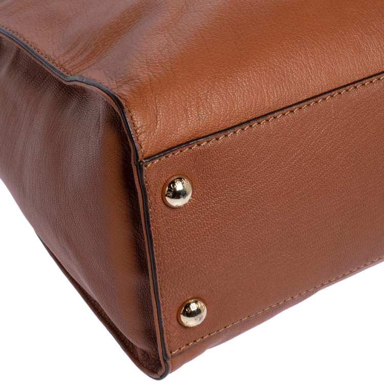 Pre Owned MICHAEL Michael Kors Brown Leather Large Hamilton North South Tote