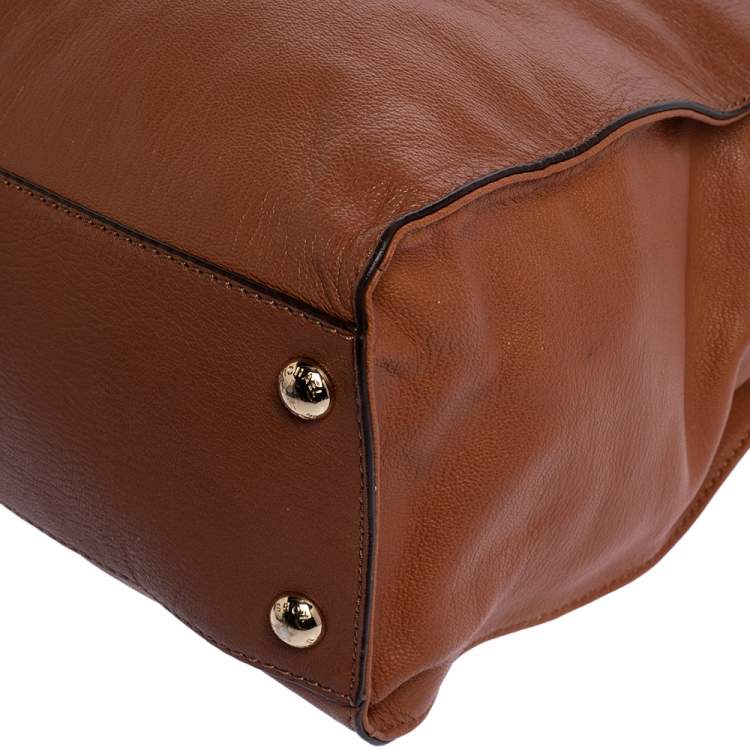 Pre Owned MICHAEL Michael Kors Brown Leather Large Hamilton North South Tote