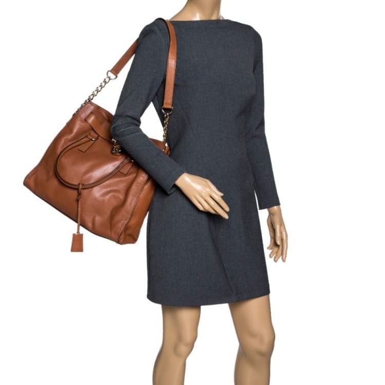 Pre Owned MICHAEL Michael Kors Brown Leather Large Hamilton North South Tote