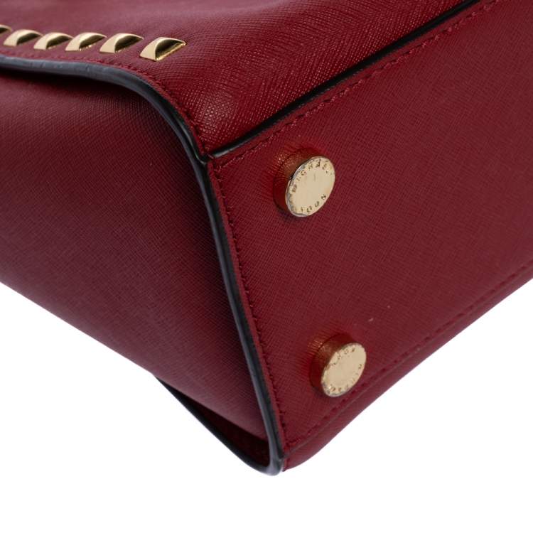Pre Owned MICHAEL Michael Kors Red Leather Medium Selma Satchel