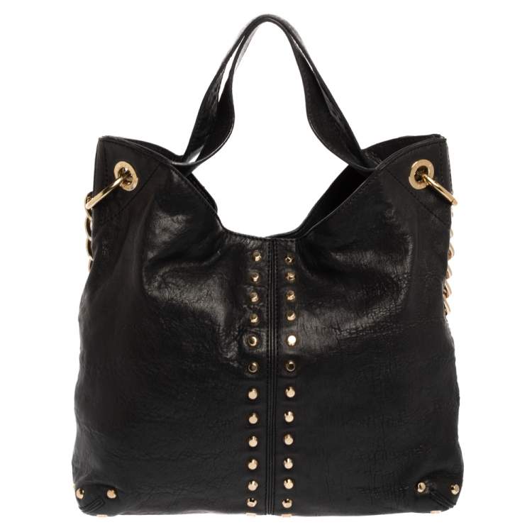 مملوكة مسبقًا Michael Michael Kors Black Leather Studded Uptown Astor Hobo