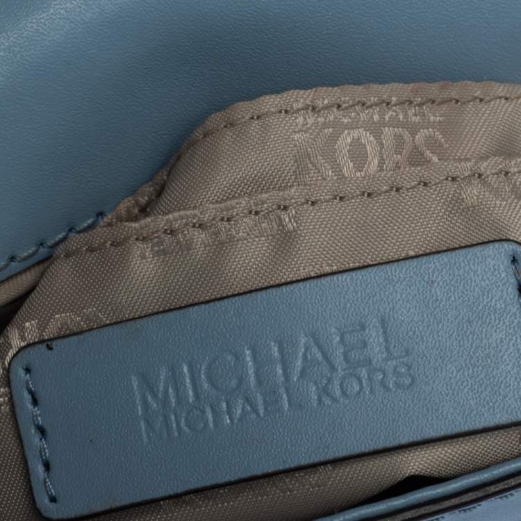 Pre Owned Michael Michael Kors Sky Blue Leather Mini Mindy Top Handle Bag