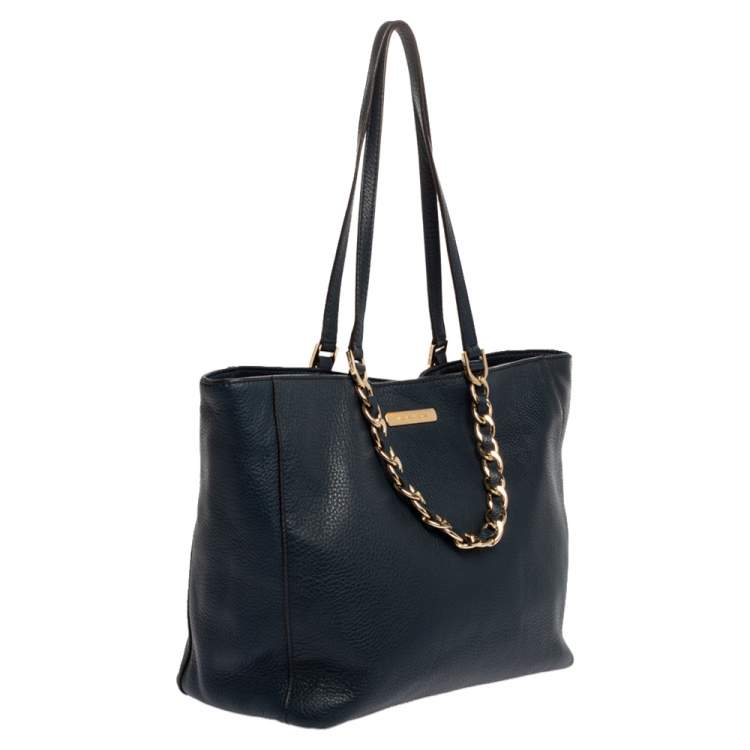 Pre Owned MICHAEL Michael Kors Blue Leather Double Handle Tote