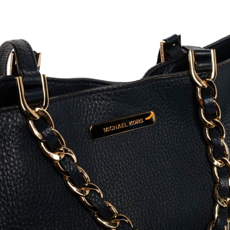 Pre Owned MICHAEL Michael Kors Blue Leather Double Handle Tote
