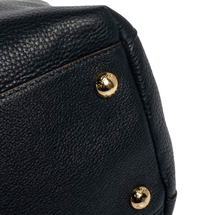 Pre Owned MICHAEL Michael Kors Blue Leather Double Handle Tote