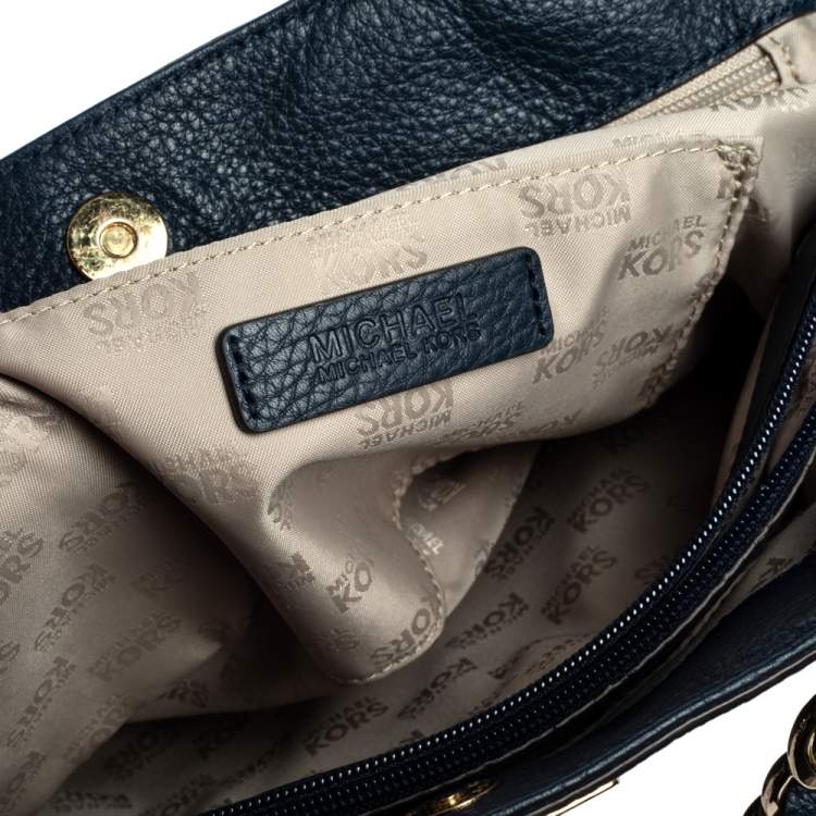 Pre Owned MICHAEL Michael Kors Blue Leather Double Handle Tote