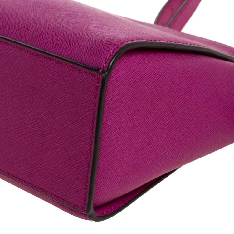 Pre Owned MICHAEL Michael Kors Fuchsia Leather Medium Selma Crossbody Bag