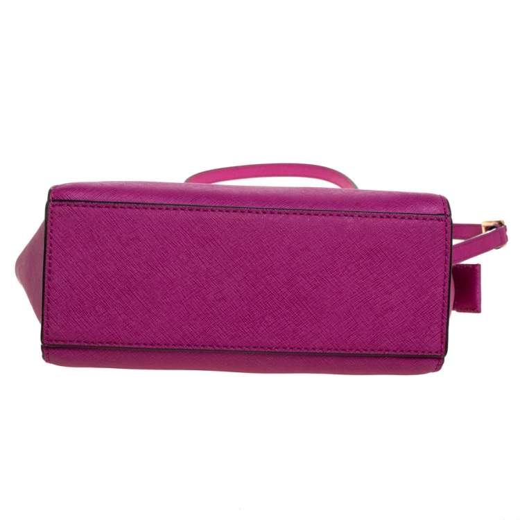 Pre Owned MICHAEL Michael Kors Fuchsia Leather Medium Selma Crossbody Bag