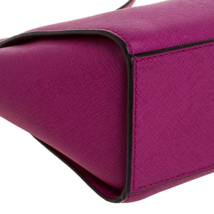 Pre Owned MICHAEL Michael Kors Fuchsia Leather Medium Selma Crossbody Bag