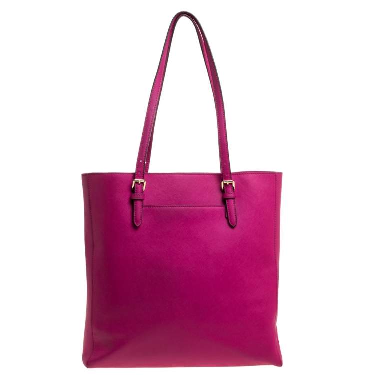 Pre Owned MICHAEL Michael Kors Fuchsia Leather Large Jet Set Tote