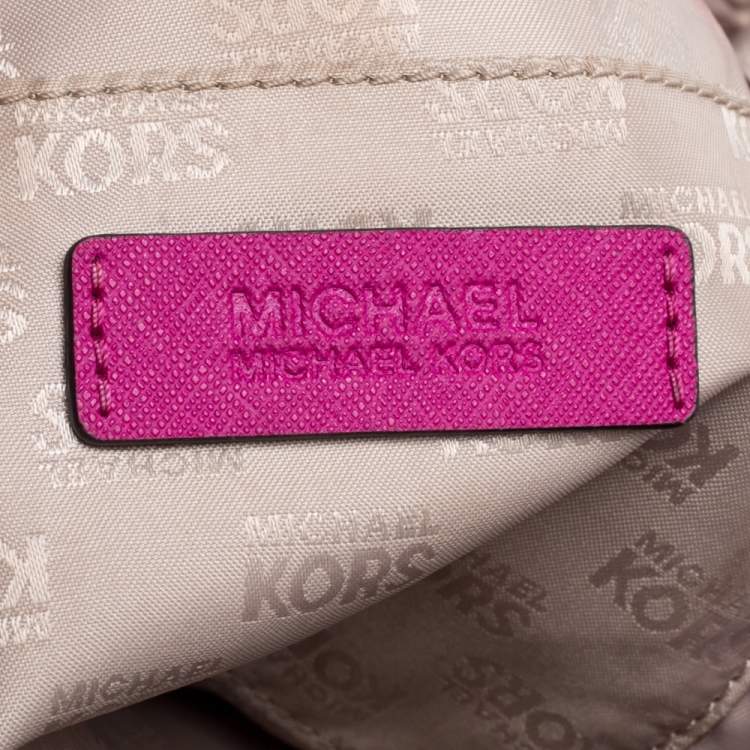 Pre Owned MICHAEL Michael Kors Fuchsia Leather Large Jet Set Tote