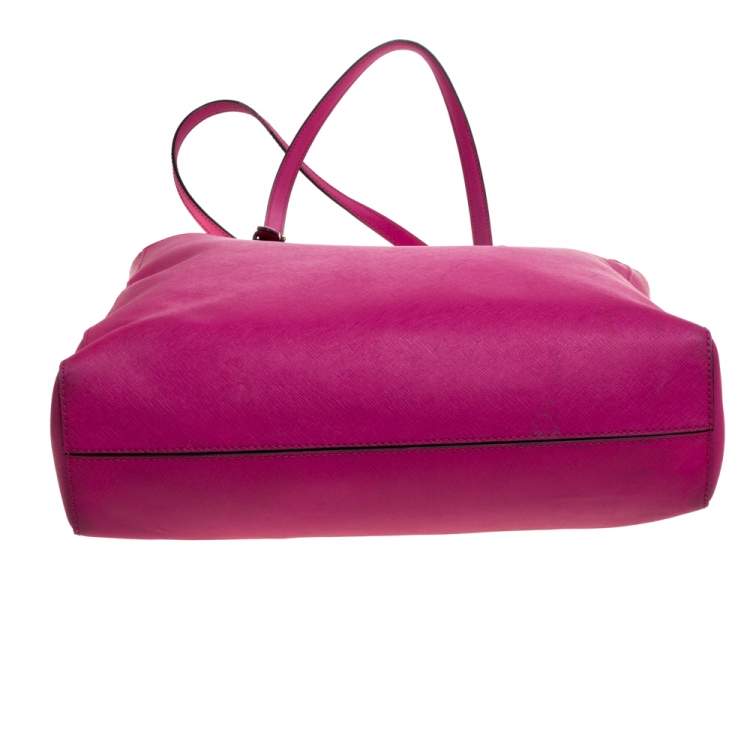 Pre Owned MICHAEL Michael Kors Fuchsia Leather Large Jet Set Tote
