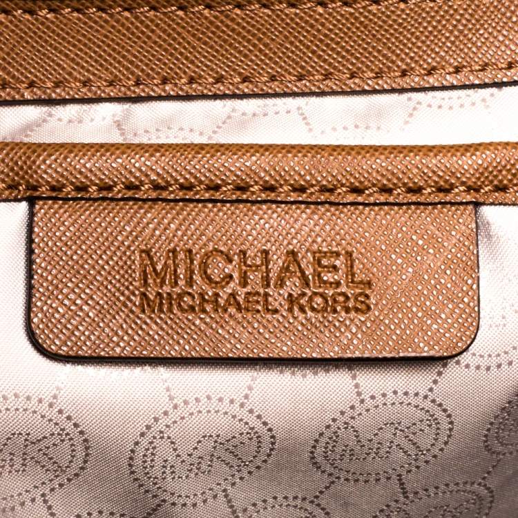 Pre Owned MICHAEL Michael Kors Tan Leather Jet Set Travel Tote