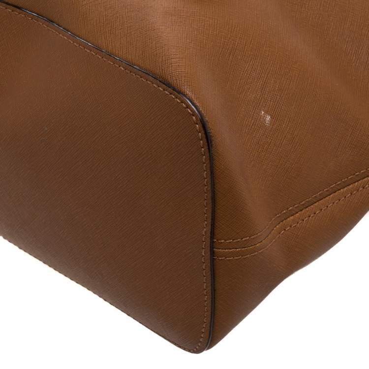 Pre Owned MICHAEL Michael Kors Tan Leather Jet Set Travel Tote