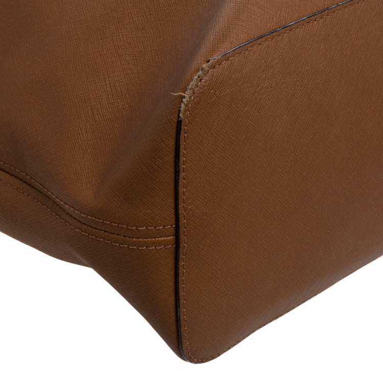 Pre Owned MICHAEL Michael Kors Tan Leather Jet Set Travel Tote