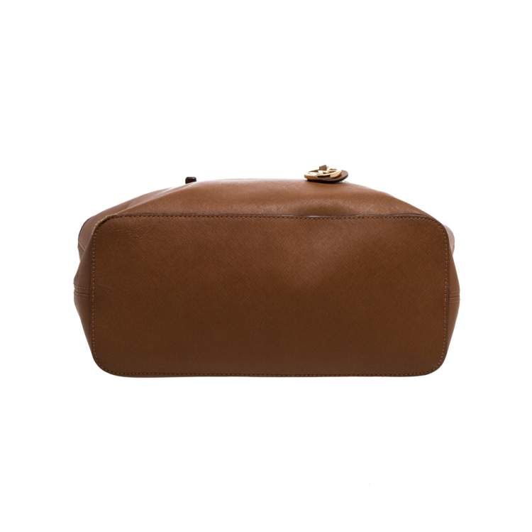 Pre Owned MICHAEL Michael Kors Tan Leather Jet Set Travel Tote