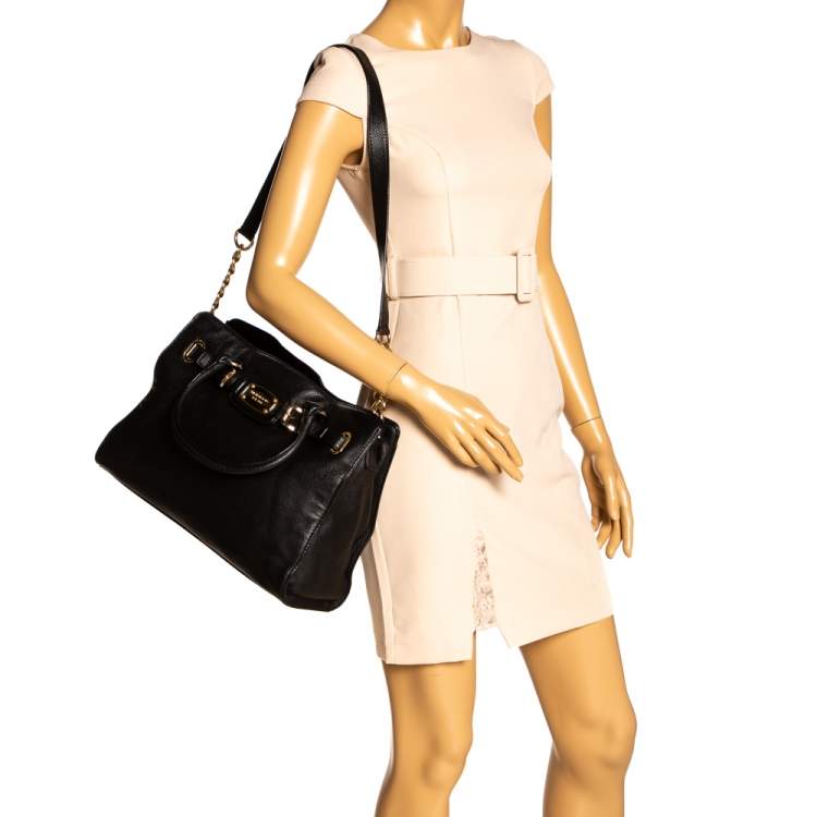 Pre Owned MICHAEL Michael Kors Black Leather Hamilton East West Tote
