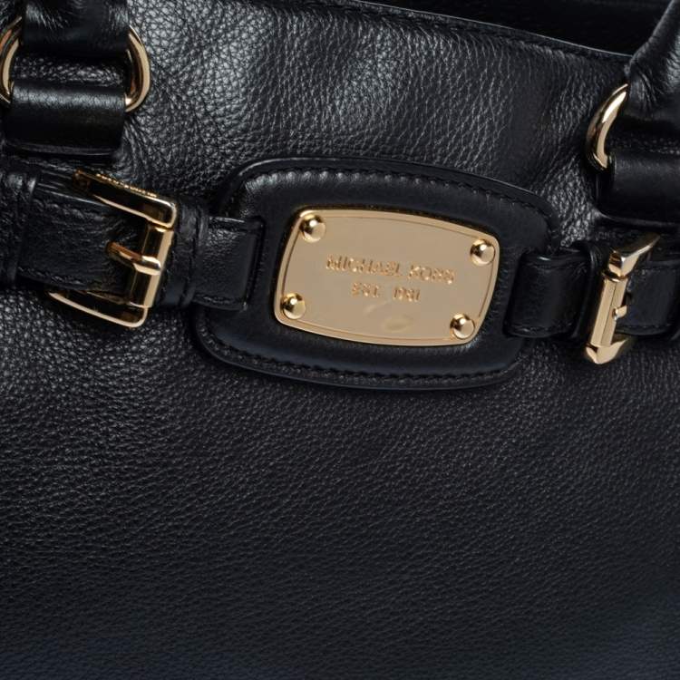Pre Owned MICHAEL Michael Kors Black Leather Hamilton East West Tote