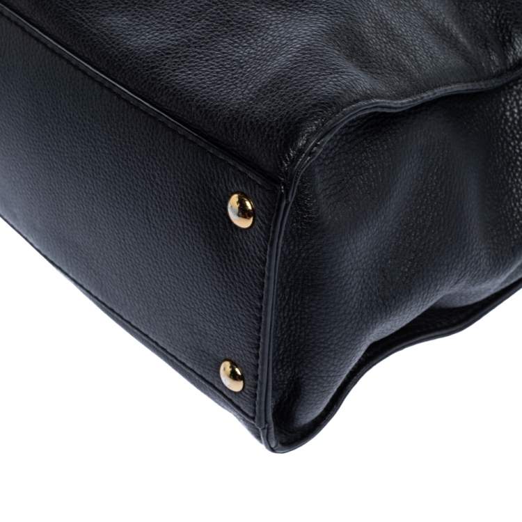 Pre Owned MICHAEL Michael Kors Black Leather Hamilton East West Tote