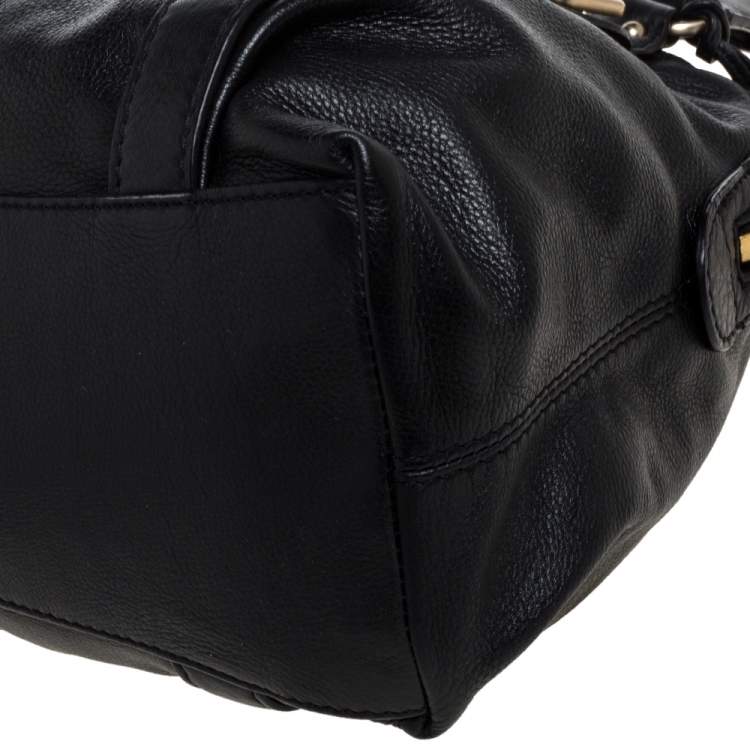 Pre Owned Michael Michael Kors Black Leather Studded Bedford Satchel
