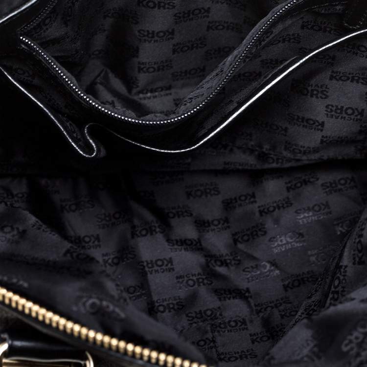 Pre Owned Michael Michael Kors Black Leather Studded Bedford Satchel