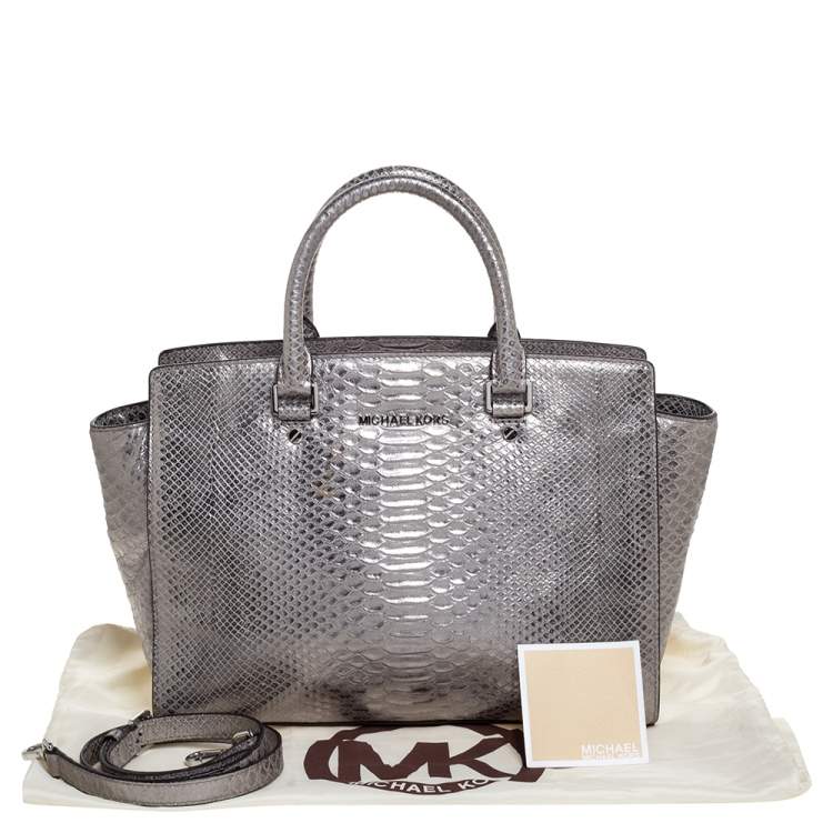 silver michael kors tote