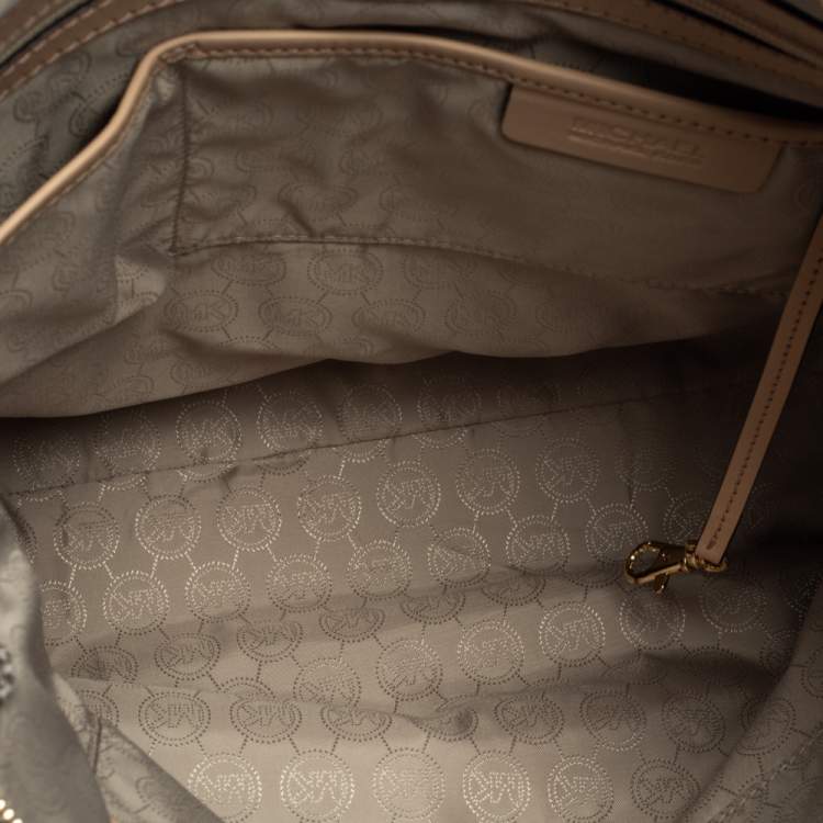 Pre Owned Michael Kors Beige/Black Snakeskin Effect Leather Jet Set Tote