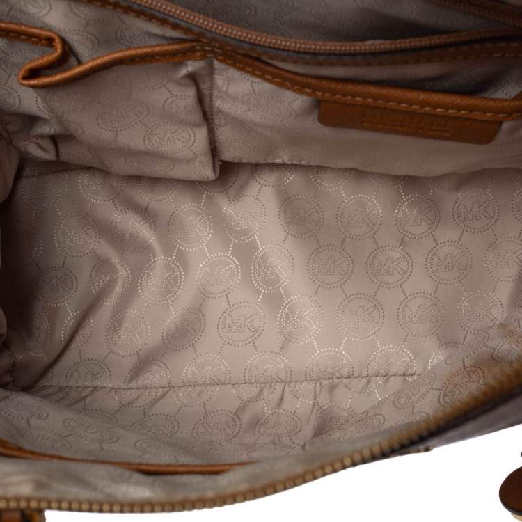 Pre Owned Michael Kors Brown Leather Medium Jet Set Top Zip Tote