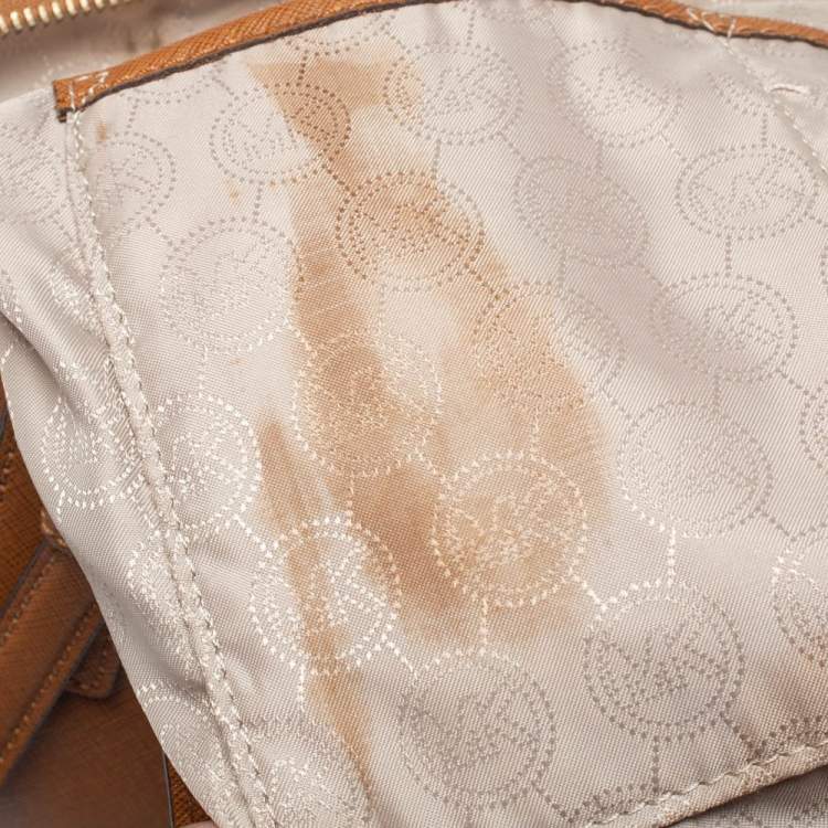 Pre Owned Michael Kors Brown Leather Medium Jet Set Top Zip Tote