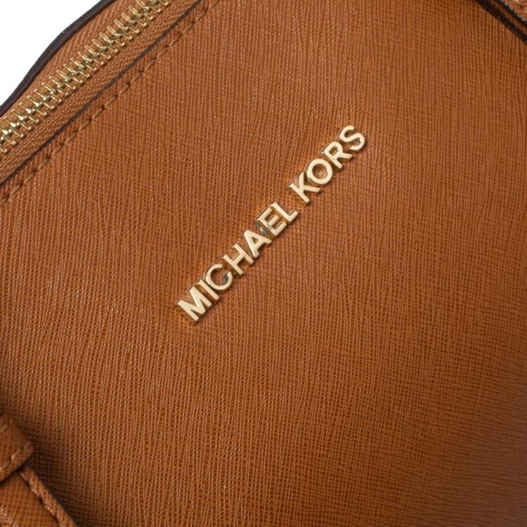 Pre Owned Michael Kors Brown Leather Medium Jet Set Top Zip Tote