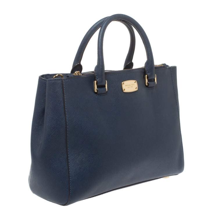 Pre Owned Michael Michael Kors Blue Leather Kellen Tote