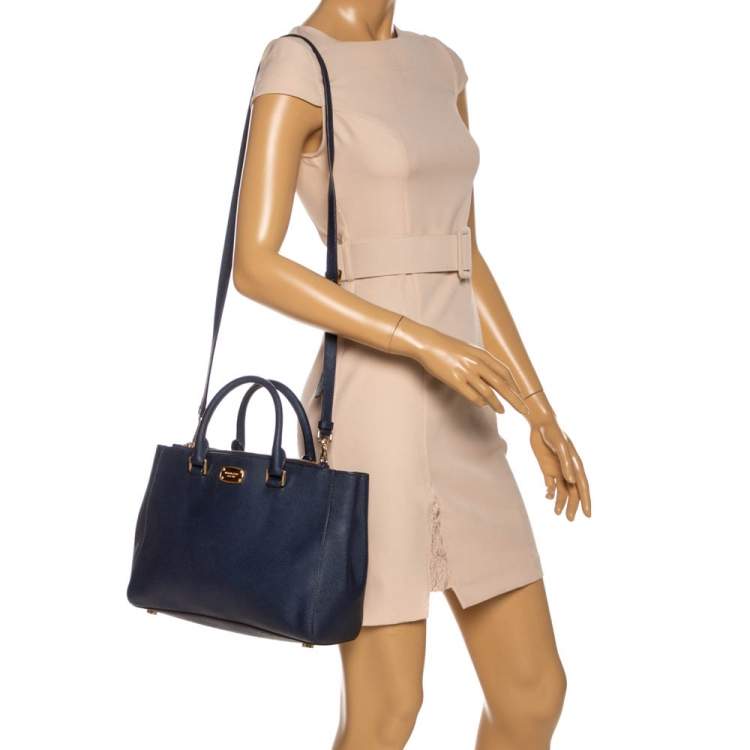 Pre Owned Michael Michael Kors Blue Leather Kellen Tote
