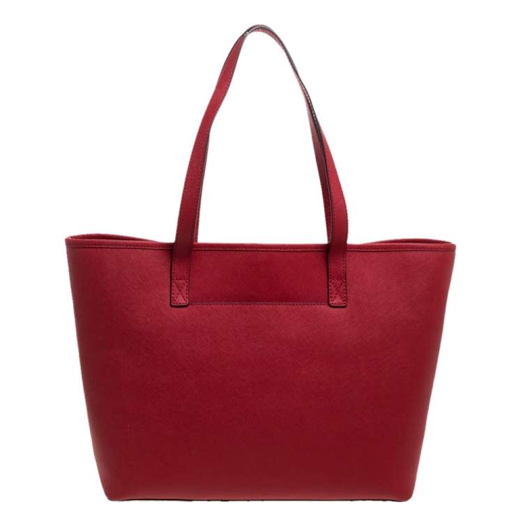 Pre Owned MICHAEL Michael Kors Red Leather Jet Set Travel Tote