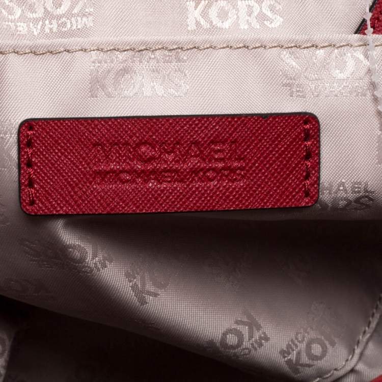 Pre Owned MICHAEL Michael Kors Red Leather Jet Set Travel Tote