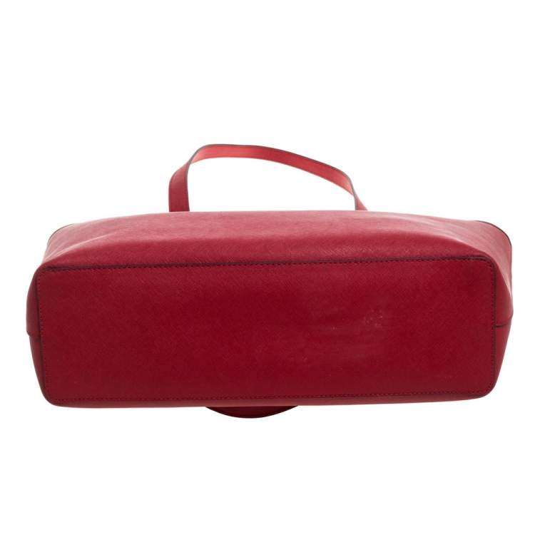 Pre Owned MICHAEL Michael Kors Red Leather Jet Set Travel Tote