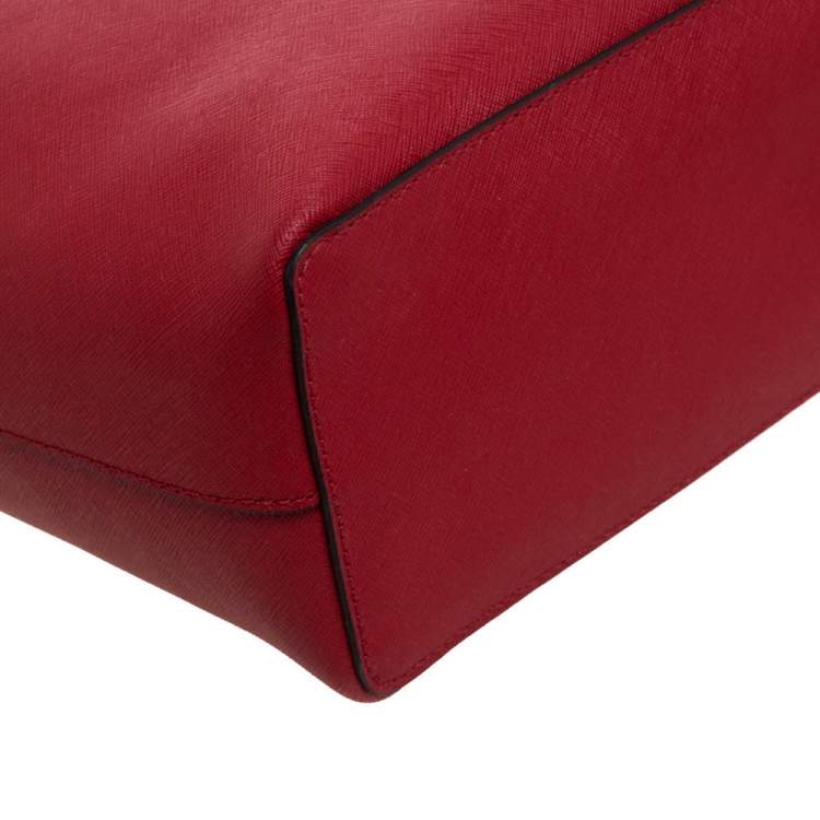 Pre Owned MICHAEL Michael Kors Red Leather Jet Set Travel Tote
